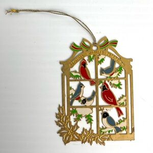 National Wildlife Federation Cardinals and Chickadees Brass Christmas Ornament